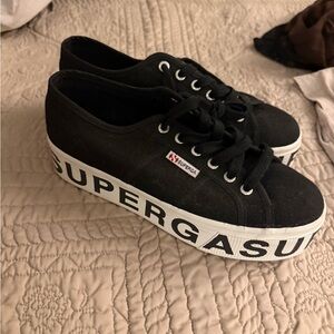 Superga Women's Black Canvas Sneakers
